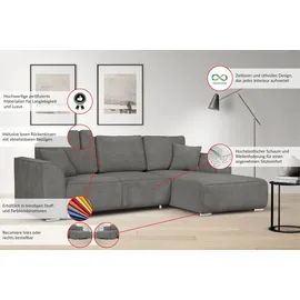 OTTO home Ecksofa OTTO HOME "BEATRICE optionale Schlafsofa mit Bettkasten, B/T/H: 265/170/86 cm", grau (mittelgrau), B:265cm H:86cm T:170cm, 100% Polyester, Sofas, Ecksofa, L-Form, wahlweise auch mit Bettfunktion und Bettkasten