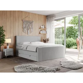 MKS Boxspringbett, KING DOREN 160/200 Hellgrau Struktur - H4