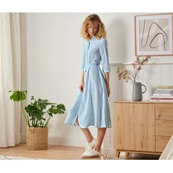 Tchibo - Blusenkleid mit Print - Damen - Gr. 40 - hellblau/print
