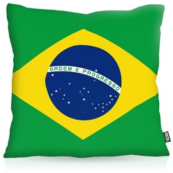 Kissenbezug, VOID, Zier-Kissen Brasilien Brazil EM WM Flagge Fahne Länderflagge bunt 80 cm x 80 cm