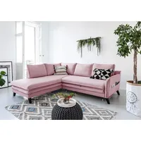 MIUFORM Charming Charlie - Ecksofa mit Bettfunktion und Bettkasten L-FORM LINKS - 234x200cm - Puderrosa - Sofa Schlafsofa Couch - Rosa