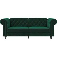 Dorel Home 3-Sitzer Felix, Schlafsofa 236 cm, (Liegefläche 108x190cm), Rückenlehne, 3-fach verstellbar, Velours, Kunstleder, Luxus-Microfaser Vintage grün