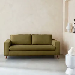 Olivgrünes 3-Sitzer-Bettsofa mit 12 cm dicker Matratze, hergestellt in Frankreich