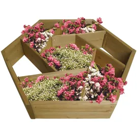 Mendler Pflanzkasten HWC-L70, Blumentopf Blumenbeet 7 Fächer, eckig 100x87cm Outdoor Tanne Holz MVG-zertifiziert, braun