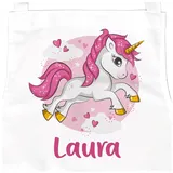 SpecialMe personalisierte Kinderschürze mit Namen Einhorn Küchenschürze Kochschürze/Backschürze Mädchen weiß 3-6 Jahre - 3-6 Jahre