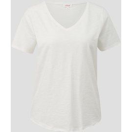 s.Oliver - T-Shirt mit V-Ausschnitt, Damen, creme, 34