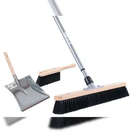 BawiTec Besen Set Kehrbesen XL 60 cm Schwarz