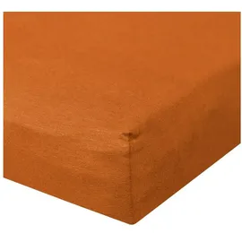 BettwarenShop Spannbettlaken Jersey-Elasthan 120 x 200 - 130 x 220 cm pfirsich/orange