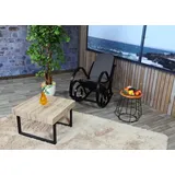 Mendler Schaukelstuhl M41, Schwingsessel Fernsehsessel, Massiv-Holz ~ Walnuss-Optik, Stoff/Textil anthrazit-grau
