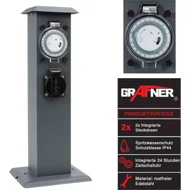 Grafner Gartensteckdose 2 St. Anthrazit