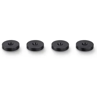 PrecisionGeek Lautsprecher-Schwingungsdämpfer, Durchmesser 20mm, schmale Form mit dekorativen seitlichen Rillen für HiFi-Halterung, Schränke, Soundbars (Schwarzer Stahl - Ø20mm - 4er Pack)