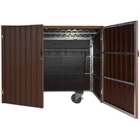 Mülltonnenverkleidung MCW-J29, Mülltonnenbox für Müllcontainer 660-1100L, WPC Metall 166x200x155cm ~ braun