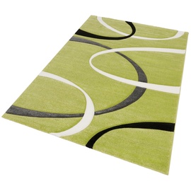 my home Teppich »Bilbao«, rechteckig, handgearbeiteter Konturenschnitt, flacher Teppich rund, Kurzflor, 315960-6 grün 13 mm