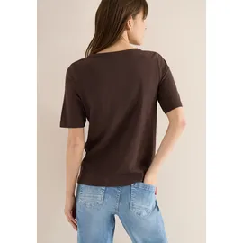 Cecil CECIL, Damen, Gr. XL (44), macchiato braun, Jersey, Obermaterial: 100% Baumwolle, unifarben, normal, hüftbedeckend, Rundhals, Shirts, aus Reiner Brown - XL