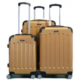 Cheffinger Reisekoffer Koffer 3 tlg Hartschale Trolley Set Kofferset Handgepäck Gepäck Reisetasche Gold - Schwarz