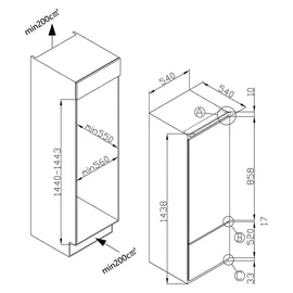 Amica EKGCS 386 900 Einbau-Kühlgefrierkombination (212 l, 1440 mm hoch)