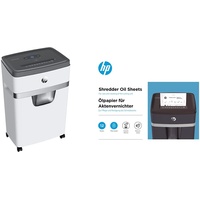 HP OneShred 18CC, Aktenvernichter, Sicherheitsstufe P-4, Cross Cut, 18Blatt, 2805 + HP Ölpapier für Aktenvernichter, 12 Blatt, auf pflanzenbasis zur Pflege für Ihren Shredder, 9133