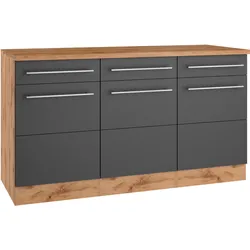 Unterschrank HELD MÖBEL "Wien", grau (anthrazit, wotaneiche), B:150cm H:85cm T:60cm, Schränke, edel aussehende gestiftete Fronten