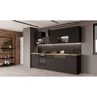 Küchen-Preisbombe Küchenzeile SIENA BASIC LOFT 280 cm Schwarz matt