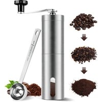 FainFun Kaffeemühle Manuell aus Edelstahl, Kaffeemühle Kegelmahlwerk Einstellbarer Mahlgrad Handmühle, Schleifkern aus Keramik Handkaffeemühle, Voll waschbar