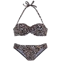LASCANA Bandeau-Bikini Damen Braun/Mehrfarbig 36 Cup D