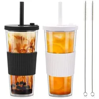 luxuskollektion Bubble Tea Becher mit Strohhalm und Deckel,