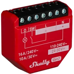 Shelly 1PM Gen3 1-Kanal-Relais WLAN-gesteuerter Smart-Schalter mit potentialfreien Kontakten max. 16A, WLAN, BT, unterputz