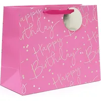 Große Geschenktüte für Damen, mit Folie, Pink - perfekt als Verpackung für Geburstagsgeschenke Große Geschenktüte rose