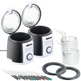 Rosenstein & Söhne 2er-Set kompakte Tisch-Fritteusen mit Fondue-Set, 0,9 Liter, 840 Watt