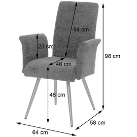 Mendler Esszimmer-Set HWC-G55, 4er-Set Stuhl mit Armlehne+Sitzbank 160cm, Edelstahl gebürstet Stoff/Textil Chenille ~ blau-grün