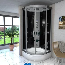 AcquaVapore D46-63T1-EC Komplettdusche 100 x 100 cm schwarz Sicherheitsglas ESG inkl. Duschwanne