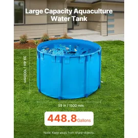 Vevor Fischteich aus Pvc, Fischtank mit 1700 L Fassungsvermögen, faltbares Koi-aquarium, rundes Fischbecken mit stabilem Rahmen & Ablassventil, f...