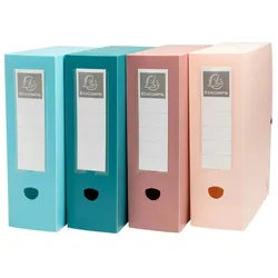 Exacompta 89470E 5x Archivbox mit Druckknopf, Rückenbreite 100mm, Recycling-PP, Skandi - Farben sortiert