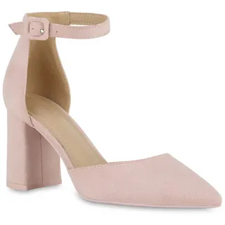 VAN HILL Damen Spitze Pumps in Rosa Velours