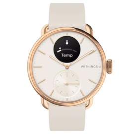 Withings ScanWatch 2 38 mm perl weiß/rosegold, Sport Fluorelastomer-Armband weiß/rosegold