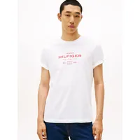 Tommy Hilfiger Herren T-Shirt Kurzarm Stack Graphic Tee mit Rundhalsausschnitt, Weiß (White), XL - XL