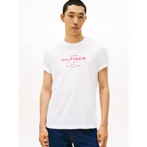 Tommy Hilfiger Herren T-Shirt Kurzarm Stack Graphic Tee mit Rundhalsausschnitt, Weiß (White), XL - XL