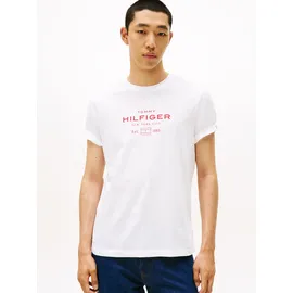 Tommy Hilfiger Herren T-Shirt Kurzarm Stack Graphic Tee mit Rundhalsausschnitt, Weiß (White), XL - XL