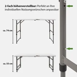 Trutzholm Campingtisch höhenverstellbar 120x60 cm Weiß/Grau