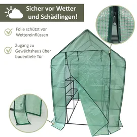 NATIV Foliengewächshaus mit 4 Ablagefächern, Tomatenhaus 143 x 143 cm, 195 cm hoch