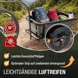 monzana Transportanhänger inkl. 90L Kunststoffwanne und Kupplung schwarz