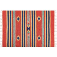 Beliani Teppich Hatis Bunt 140 x 200 cm Baumwolle Kelim