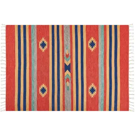 Beliani Teppich Hatis Bunt 140 x 200 cm Baumwolle Kelim