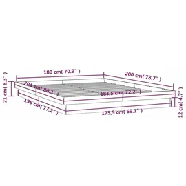 vidaXL Massivholzbett 180 x 200 cm Weiß