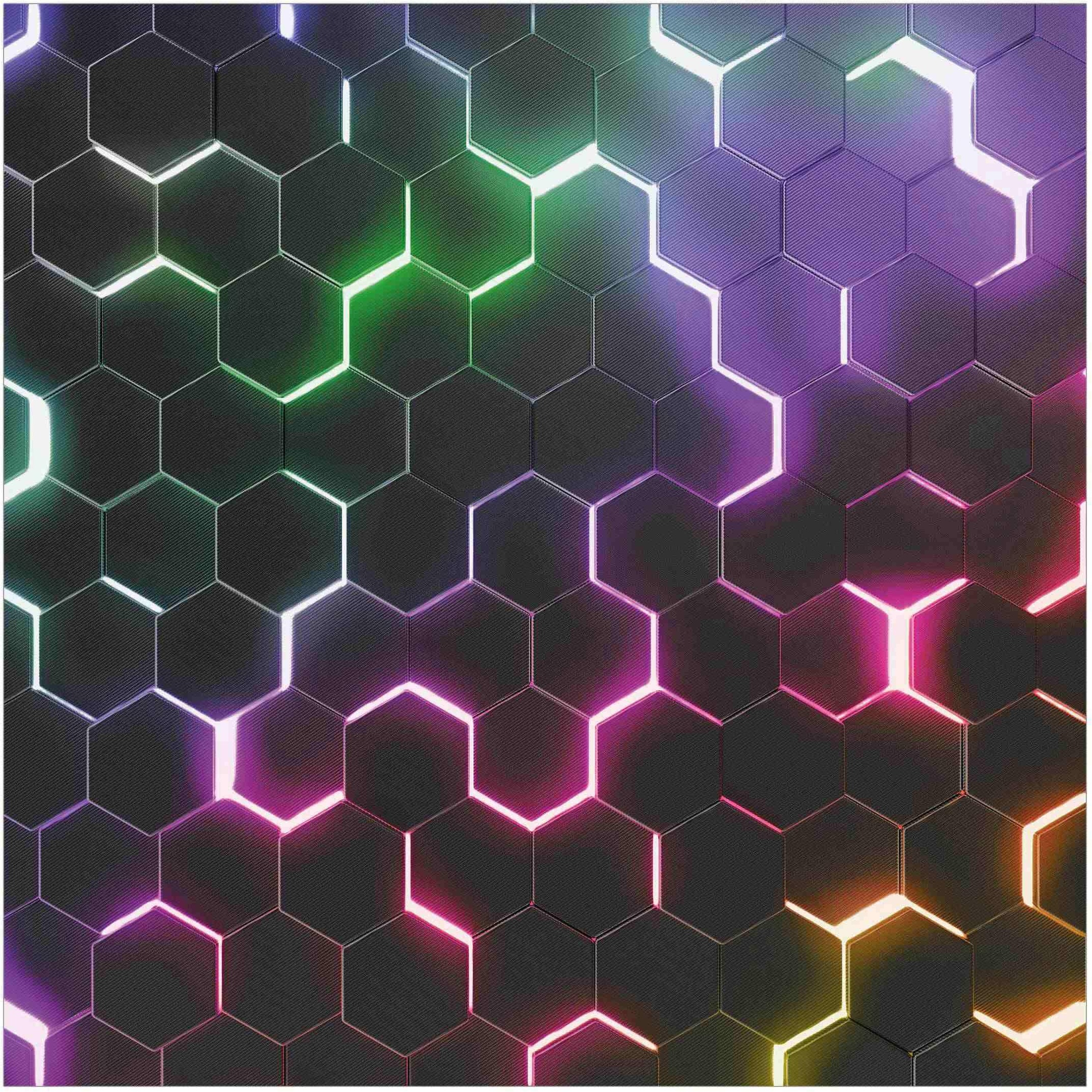 Bilderwelten Fototapete Gaming Struktur Hexagone mit Neonlicht 288 x 288 cm Vlies-Tapete XXL Smart Wandtapete Wanddekoration Wohnzimmer Schlafzimmer