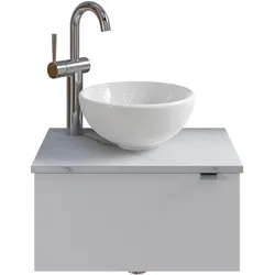 Waschtisch SAPHIR "Serie 6915 Waschschale mit Unterschrank für Gästebad, Gäste WC", weiß (weiß glanz, marmor weiß, weiß glanz), B:51cm H:39,8cm T:35cm, Waschtische, 51 cm mit Keramik-Aufsatzbecken und 1 Tür