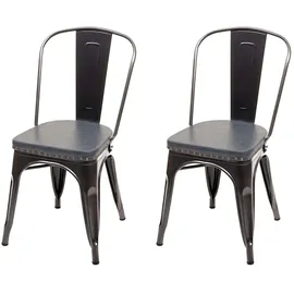 Mendler Esszimmerstuhl HWC-H10e Kunstleder schwarz-grau 2er Set