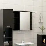 vidaXL Spiegelschrank 80 cm 1 Tür schwarz