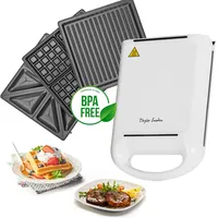 Taylor Swoden Manor Waffeleisen Sandwichtoaster, 3-in-1, mit Kapazität für 4 Sandwiches, 1200 W, 3 abnehmbare Platten Sandwiches, Waffeln und Grill, Antihaftbeschichtung, Weiß