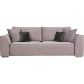INOSIGN 3-Sitzer INOSIGN "BEATRICE, B: 250 cm - wahlweise mit Bettfunktion", rosa (rosé), B:250cm H:92cm T:107cm, Sofas, u. Bettkasten, incl. 2 Zierkissen